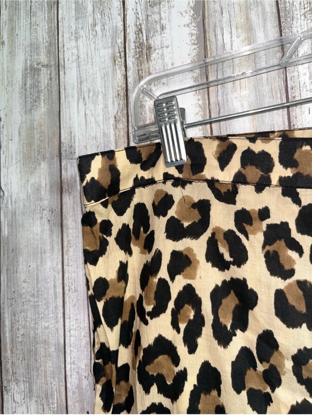 Zara Leopard Print Wide Leg High Rise Cotton Pants XL Animal Print NWT - Picture 3 of 4